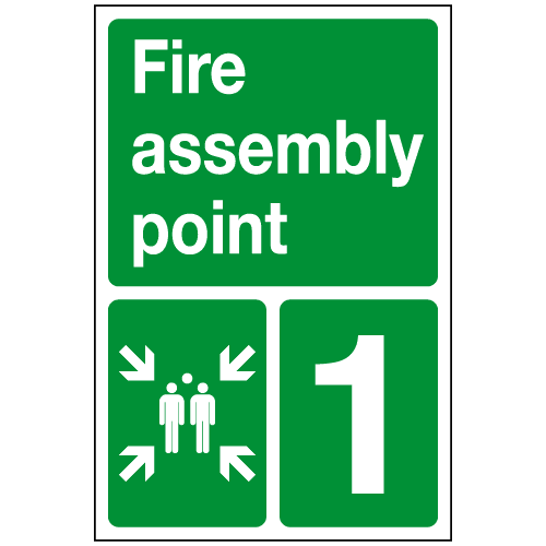 Fire Assembly Point sign with Identification