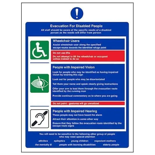 evacuation for disabled person - Archer Signs