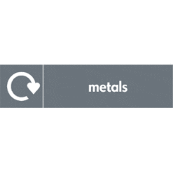 Metals category tab with a circular arrow icon on the left on a gray background.